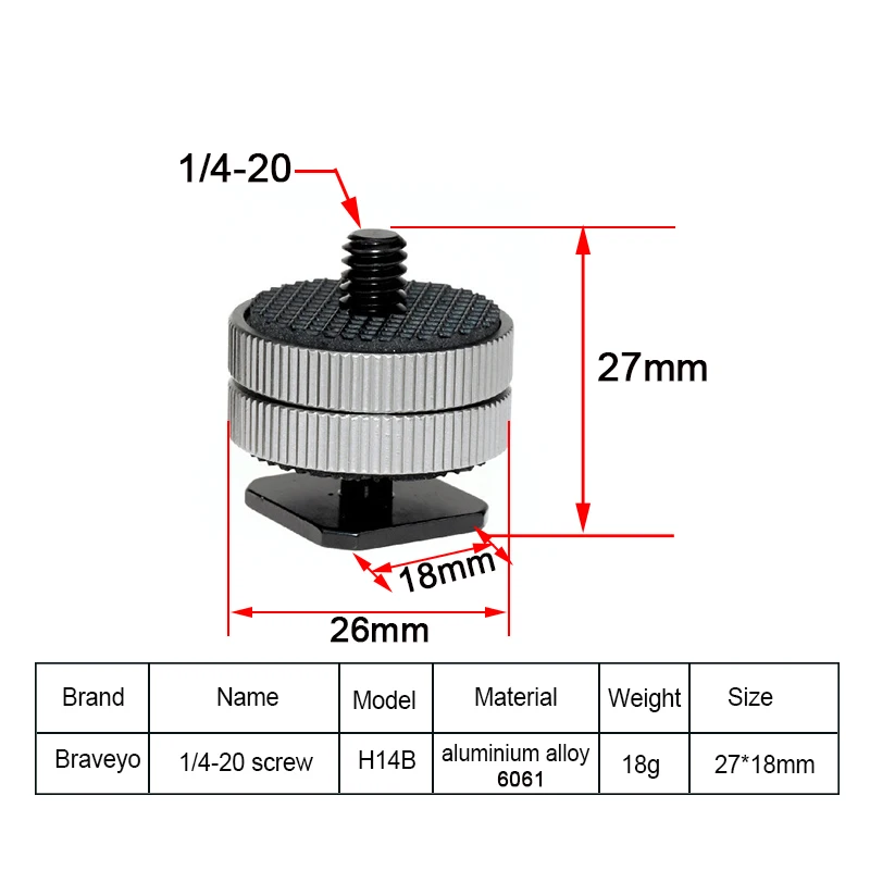 Double Layer Hot Shoe Photography Equipment Accessories 1/4 Live Streaming Tripod Accessories Camera Screw Flash Connection Base flash trigger camera flash adapter flash control part flash shoe cover flash tube replacement part flash protective case