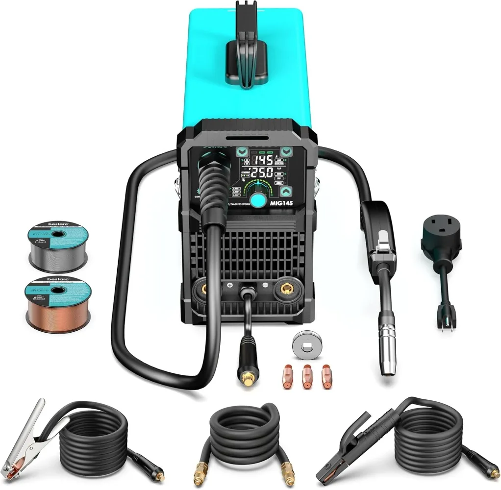 MIG Welder, 110V/220V Dual Voltage Gas/Gasless Flux Core,Flux/Solid Welder Digital Screen Display 6