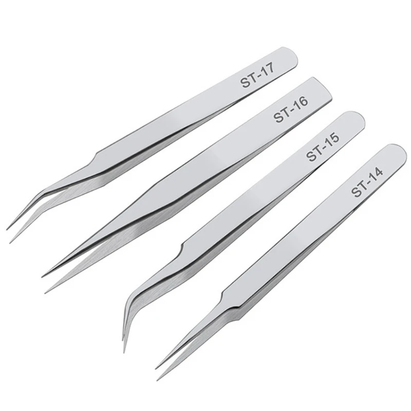 Stainless Steel Long Forceps Straight Head Elbow Tools Tweezers tweezer tool 1 Set