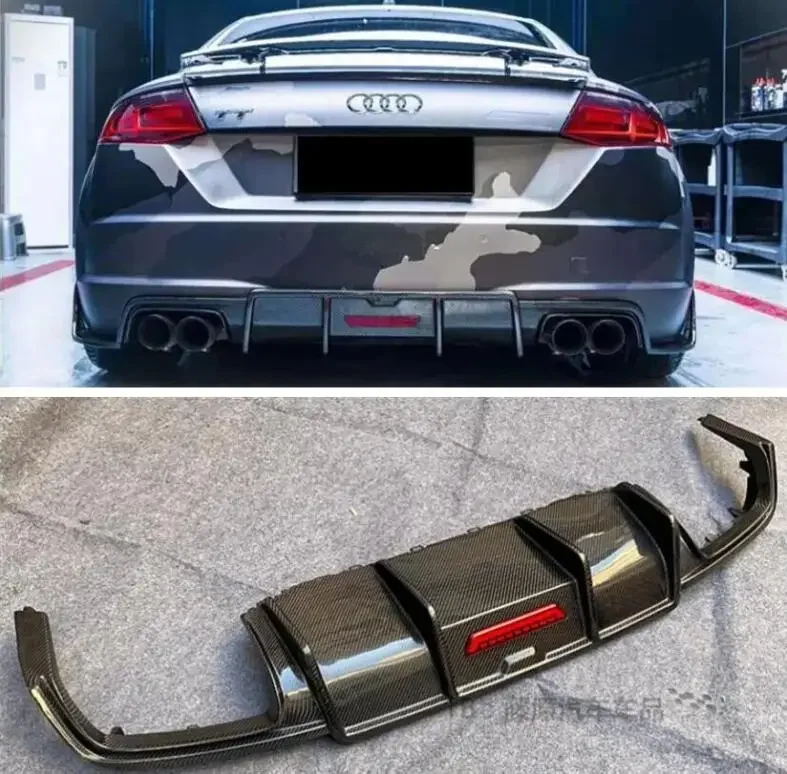 

Для AUDI TT TTS 2015 2016 2017 2018 диффузор заднего бампера и разветвитель двери багажника спойлер из настоящего углеродного волокна (стандартное)