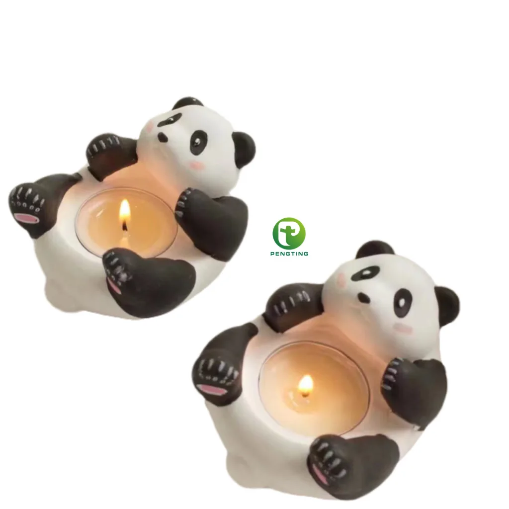 

2023 Fall New Arrival Unlabeled Chinese Panda Gypcum Cup Soy Wax Natural Strong Fragrance Dessert Scented Candles For Home