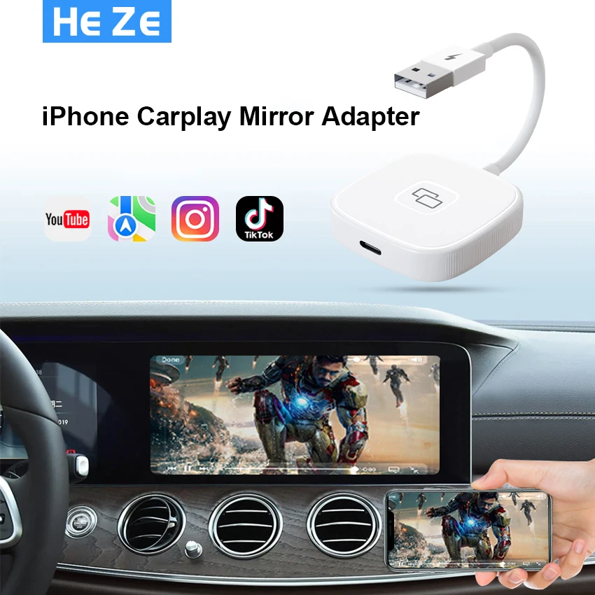 Iphone Carplay To Car Mirror Adapter Wired Carplay Mirroring Dongle