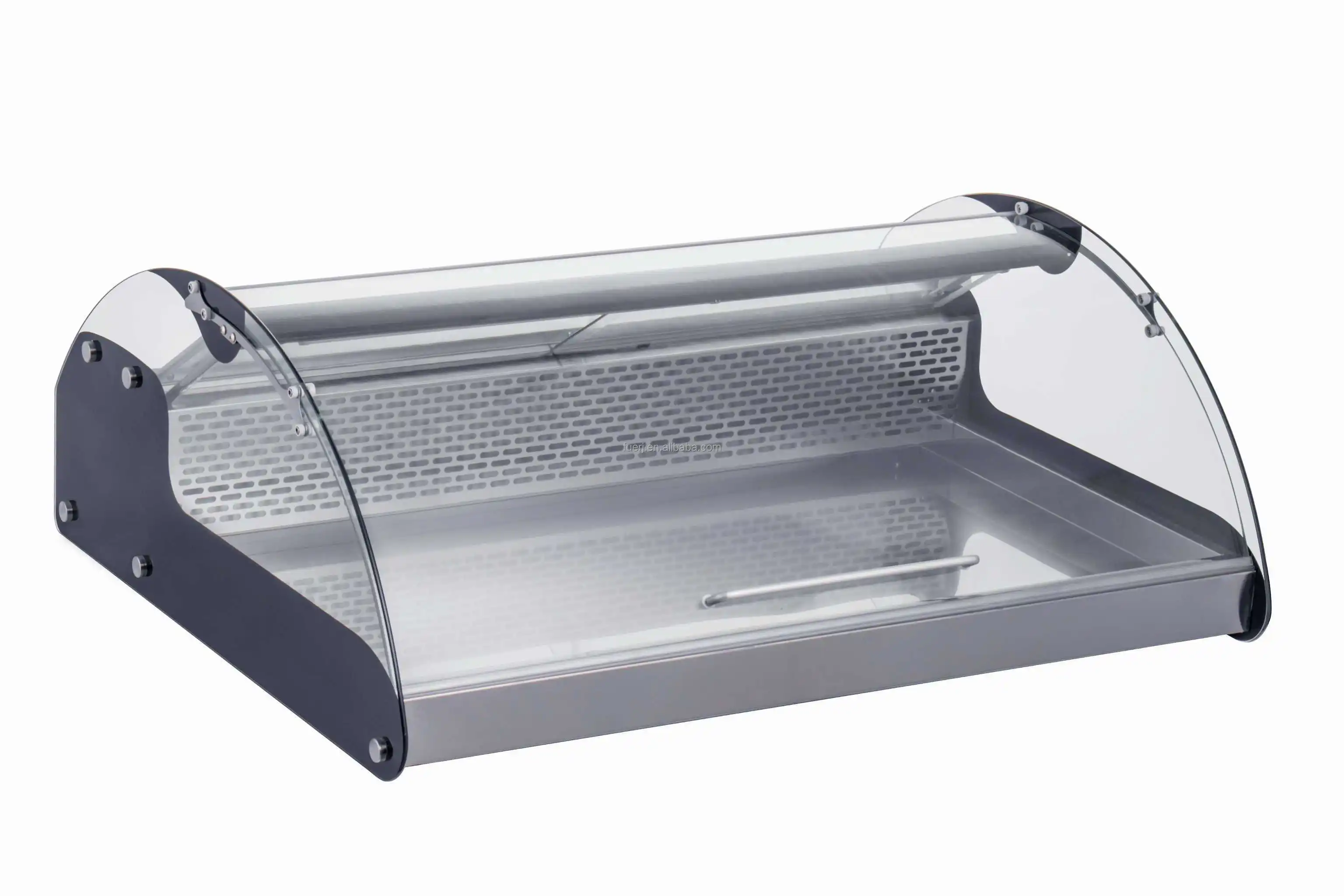 Curved Glass Countertop Display Cooler Direct Cooling Seafood Food Showcase Refrigerator