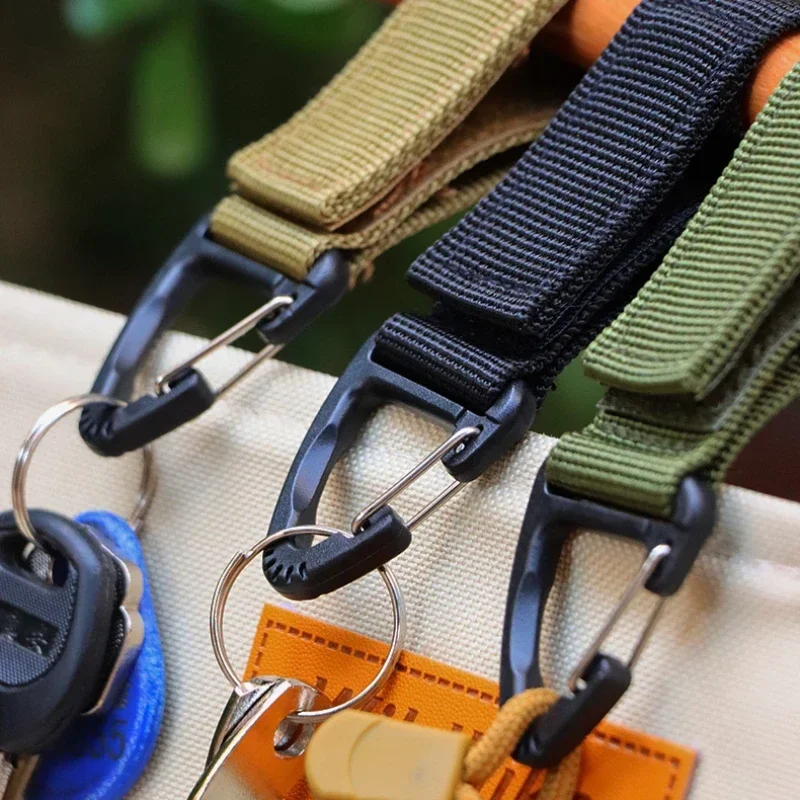 carabiner clips Outdoor Camping Carabiner Nylon Molle Tactical Backpack Key Hook Webbing Buckle System Belt Buckle Hanging Climbing Accessory