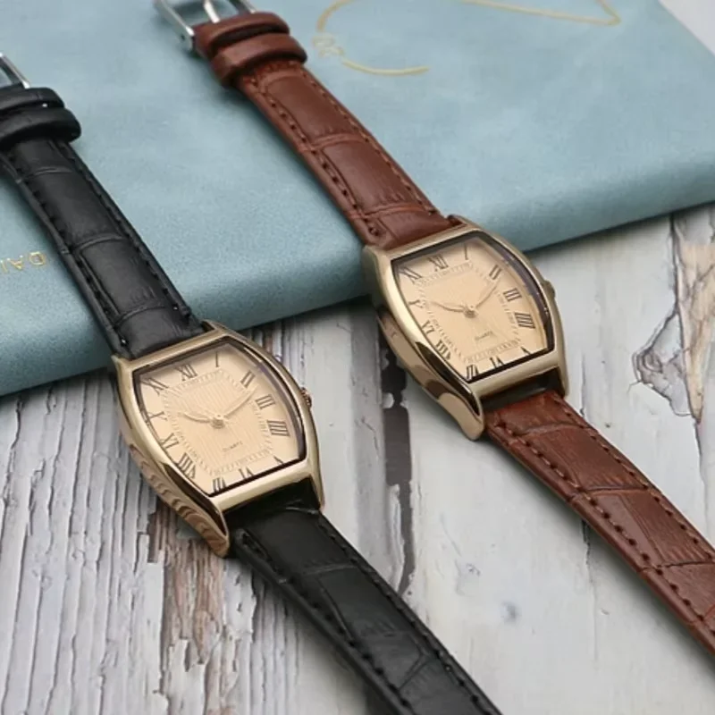 Watch for Women Small Ladies Wristwatches Brown Retro Vintage Leather Bracelet Watch Black Quartz Wristwatches Reloj Mujer 5