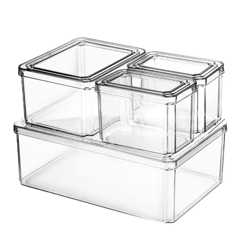 

Big Deal 4Pcs Fridge Food Storage Containers,Stackable Refrigerator Cupboard Organiser Keeper, To Keep Fruits, Eggs,Etc