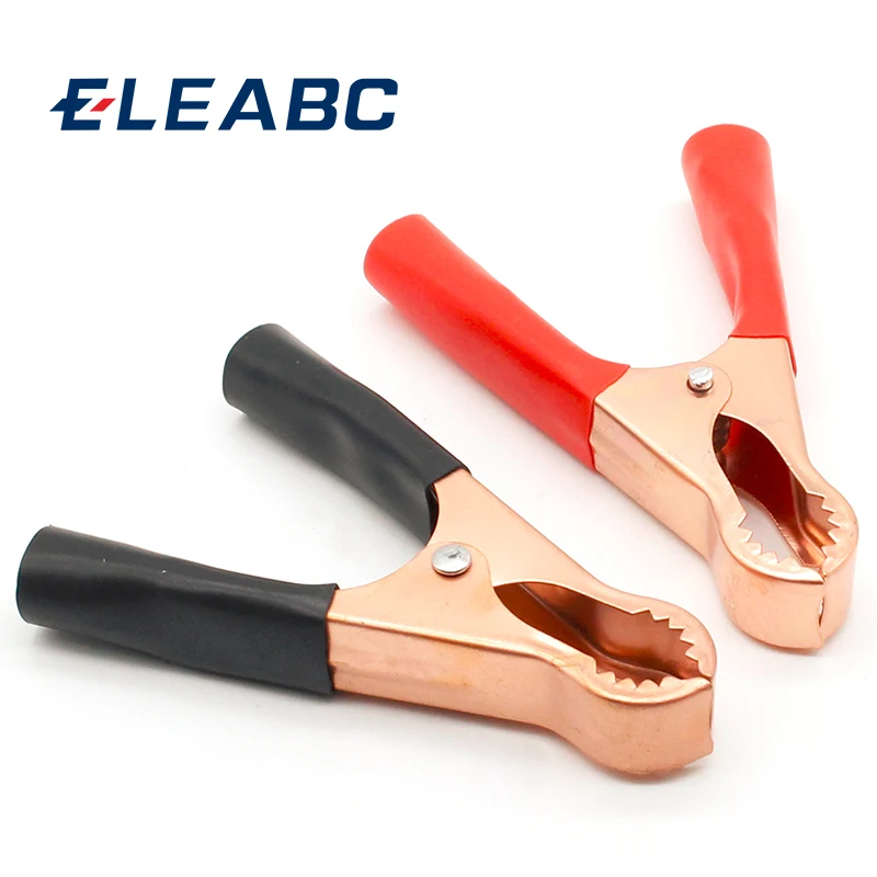 2Pcs 50A Red + Black 80mm Crocodile Car Caravan Van Battery Test Lead Clips Alligator Clips alligator clips