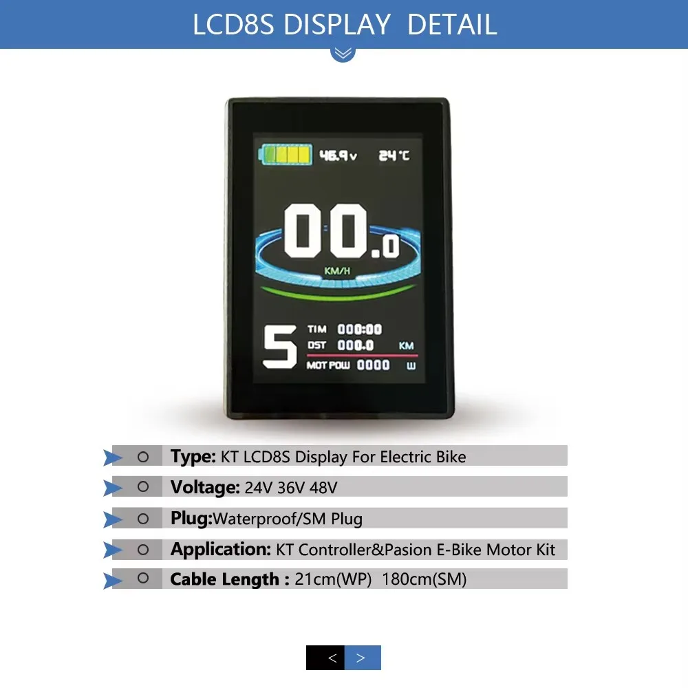 Kunteng 전기 자전거 KT-LCD8S 디스플레이 SM/방수 플러그 다채로운 방수 플러그 다채로운 LCD 디스플레이 Ebike 변환 키트