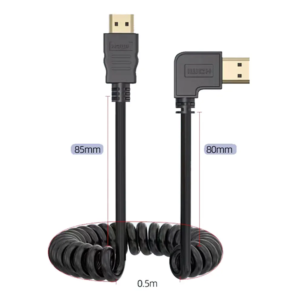 1PCS 4K 60HZ 2M Micro Mini HDMI-Kompatibel Spiral Verlängerung Flexible Spirale Kabel Stecker auf Stecker Kabel Kompatibel Für PC TV – Detail 5
