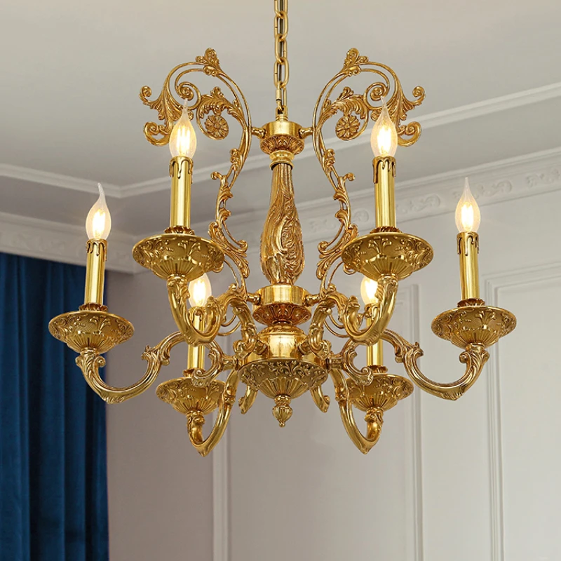 

All-Copper Chandelier Villa Living Room Luxury Bedroom Dining Room Retro Porch Lamps