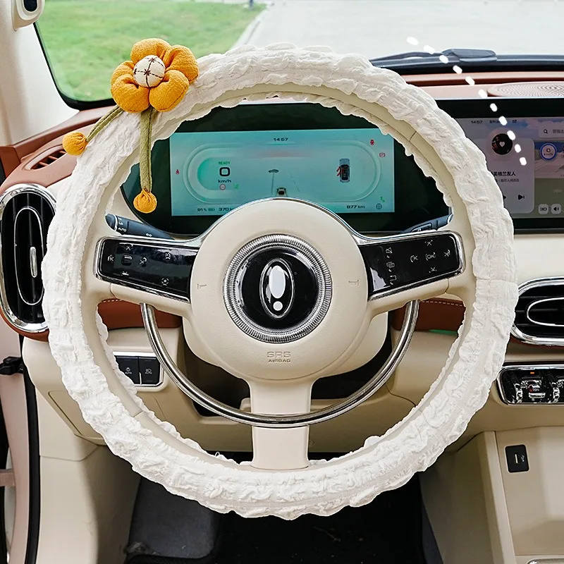 

Four Seasons General Motors Steering Wheel Cover DIY Flower Anti Slip Durable Car Handle Cover Cute Steering Wheel Cover Female