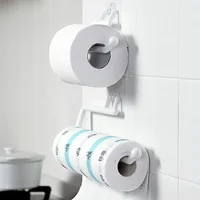 Punch Free Kitchen Paper Roll Holder Towel Hanger Rack Bar Cabinet Rag Hanging Bathroom Organizer Tools 3