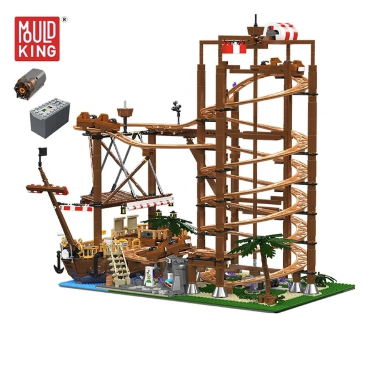 

Mould King 11013 Roller Coaster Building Block The Motorized Double Helix Roller Coaster Bricks Toys Model Kids Christmas Gift