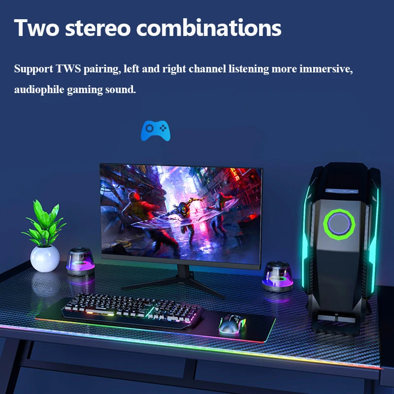 Mini Pocket Bluetooth Speaker Magnetic RGB Ambient Light Bluetooth SoundbarWireless TWS Stereo MP3 Music Player Support TF Card