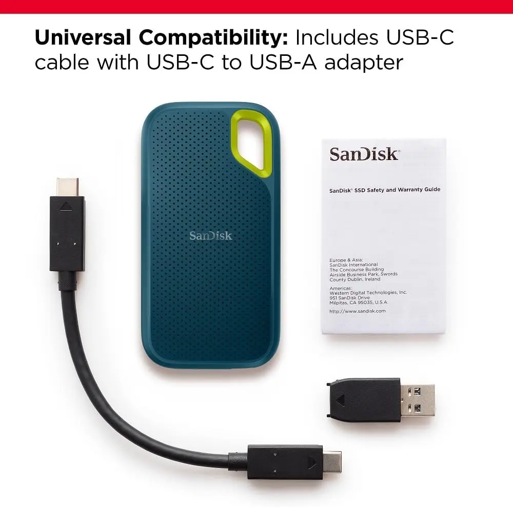 SanDisk Extreme Portable SSD E61, ִ 1050 MB/s  USB-C USB 3.2 Gen 2  ָ Ʈ ̺,   
