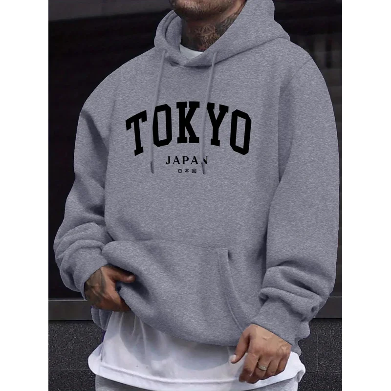 Männer Tokyo Japan Stil Brief Kreative Druck Hoodie Herbst Winter Langarm Sweatshirt Lässige Bequeme Straße Kleidung
