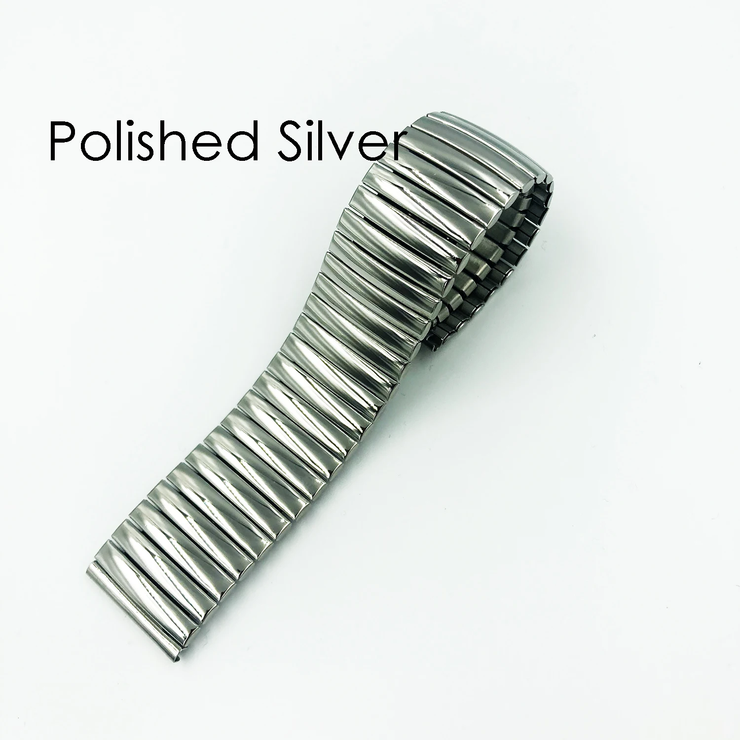 Durable Stainless Steel Elastic Metal Watch Strap - Polished Matte Finish