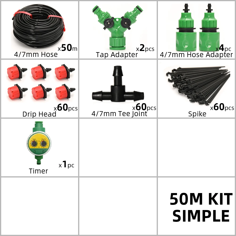 5M-60M Drip Irrigation System With Timer Simple Drippers For IrrigationAutomatic Watering System Watering Set Water Plant System 