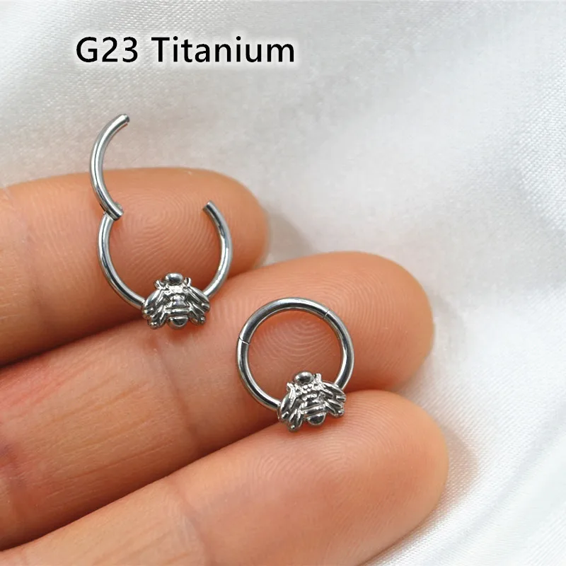 

20pcs Body Jewelry Piercing -All G23 Titanium Bee Shape Ear Helix Daith Cartilage Tragus Earring Nose Clicker Septum Hoop Ring