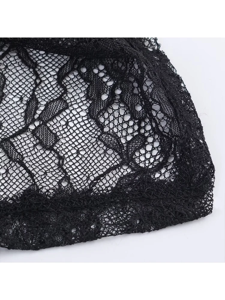 Spring New Woman Party Sexy Backless Dress Sleeveless Lace Decoration Solid Color Halter Collar Female Elegant Midi Dress