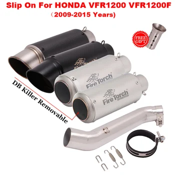 Slip On For HONDA VFR1200 X VFR1200F VFR 1200 2009 - 2015 Motorcycle Exhaust Escape Modified Middle Pipe With DB Killer Muffler