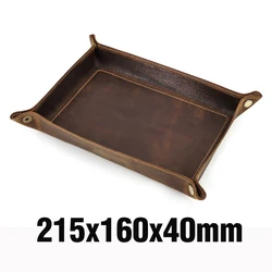 Elegant Crazy Horse Leather Tray Organizer for Cosmetics, Jewelry, and Keys (Large)