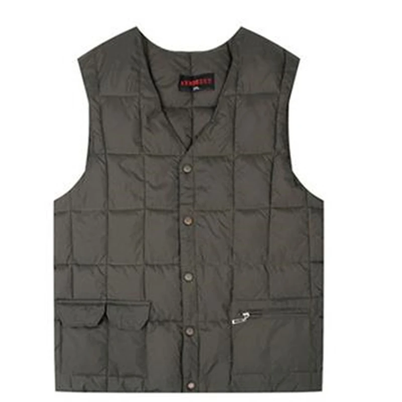 

Sleeveless Ultralight Down Vest for Men Thermal Waistcoat White Duck Jacket Stand Collar Multi Pocket Fashion Autumn Winter New