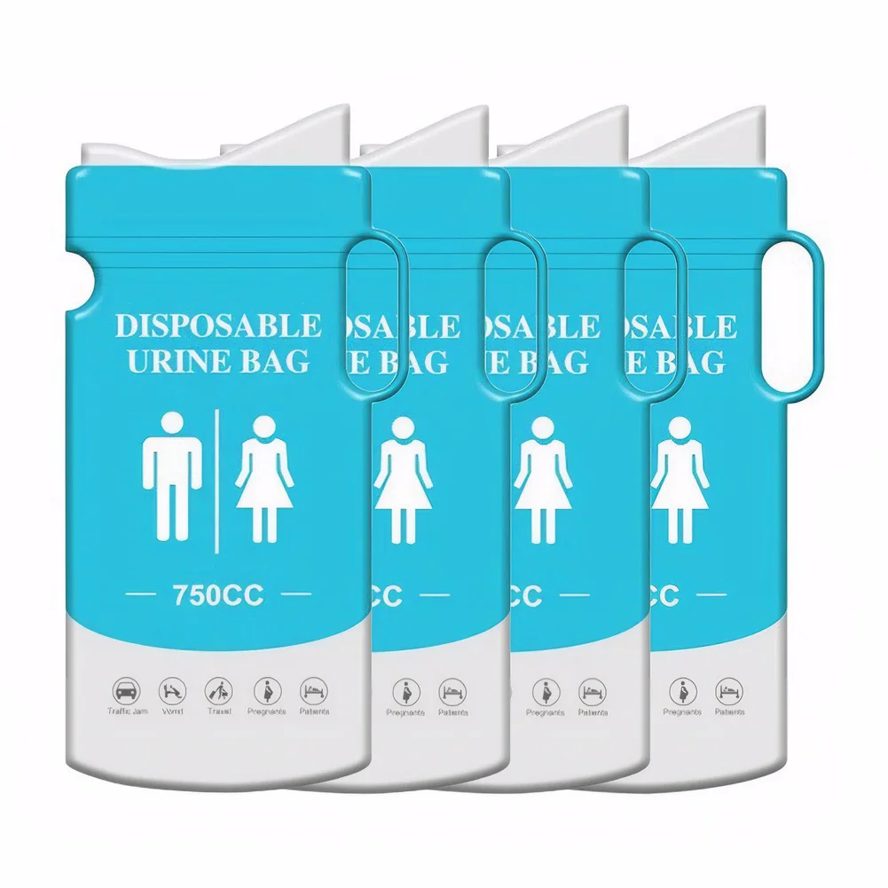 Disposable Urine Bag 750ml 4Pcs Outdoor Emergency Urinate Bags Leakproof Portable Urinal Bag Self Sealing for Camping Hiking