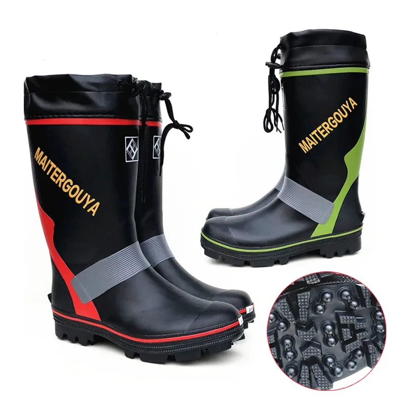 Fishing Boots Anti-slip Waterproof Spike Sole Rubber Rock Fishing Shoes High Rain Boots Toe Protection Hunting Shoes