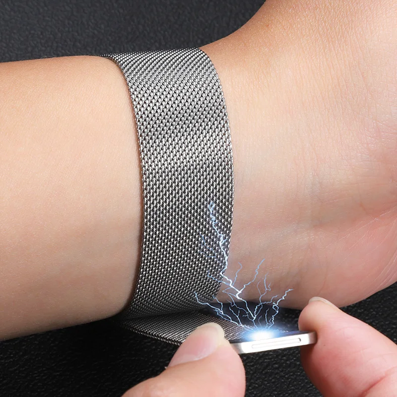 Retro Small Square Magnetic Mesh Steel Strap Watch Chain