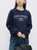 ZIQIAO Women Sweatshirts Letter Print Retro Casual Female Grey Pullover Sweatshirt Drop Sleeve Navy Blue Winter Tops 24ZQ94295 2