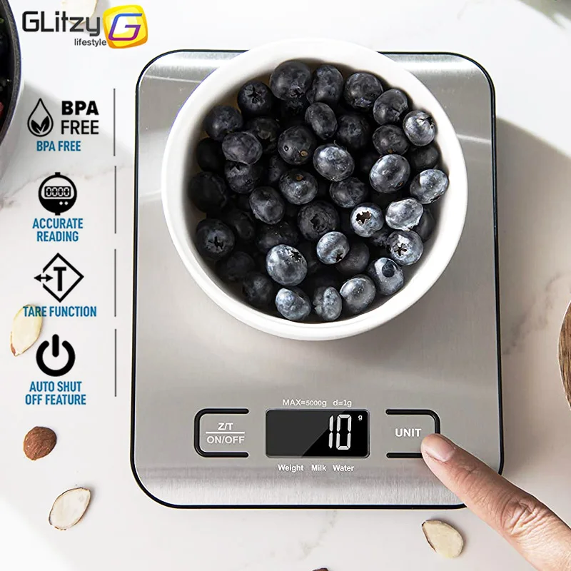 Balance de cuisine numérique 10Kg/1G, balance alimentaire avec écran LCD,  poids en grammes et Oz pour la cuisine/pâtisserie, chargement USB