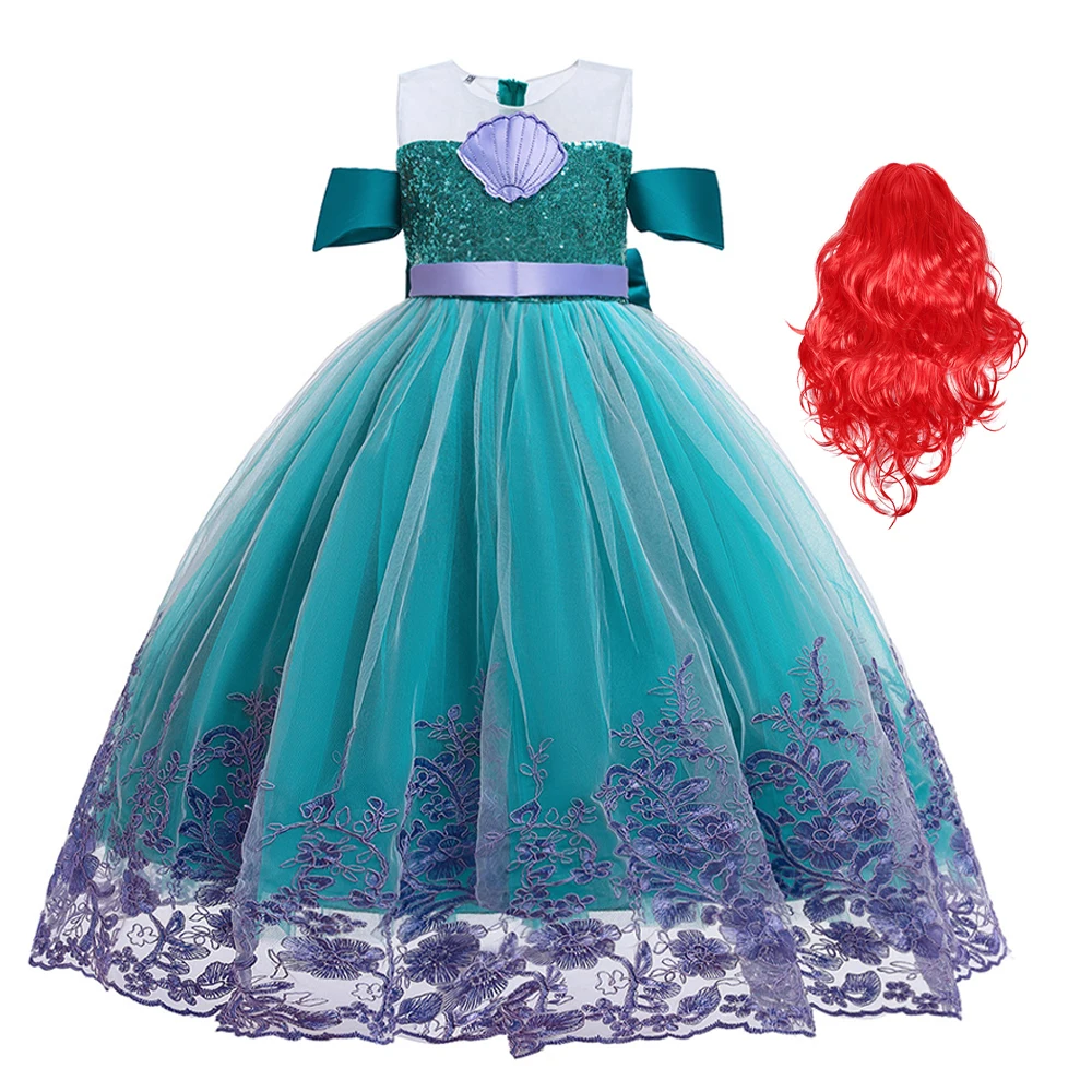 Costume della sirenetta Ariel per ragazza, bambini Disney Princess Fancy  Dress Up, festa cosplay di Halloween Tutu Tulle Dress