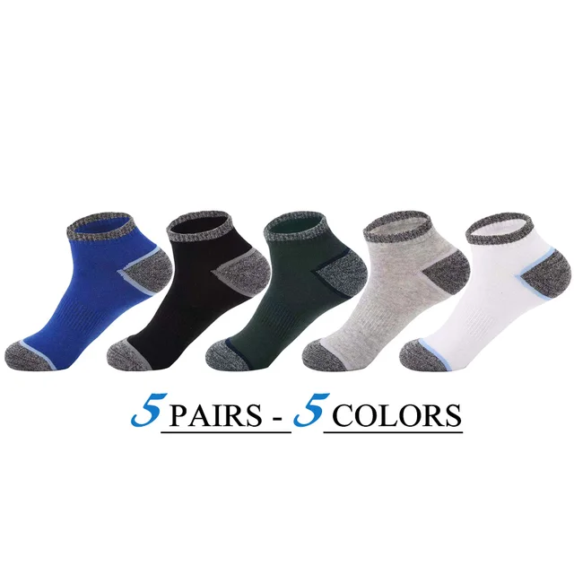 5 pares de calcetines cortos para hombre, calcetines deportivos casuales de  algodón al tobillo, calcetines deportivos para correr para hombres y mujer