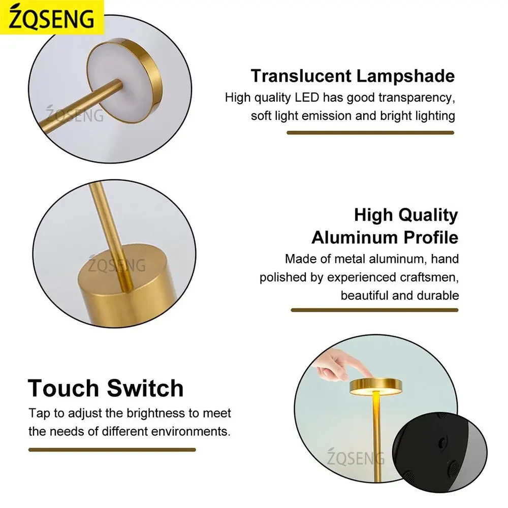 Table Lamp Rechargeable LED Touch Sensor Wireless Reading For Restaurant Hotel Bar Bedroom Decor