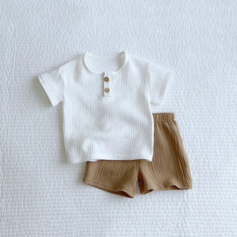 Baby Outfits Baby Boy Outfits Muslin Cotton Baby Boy Clothing Set Summer Children Clothing Short Sleeve Tops T-shirt + Shorts Kids Clothes