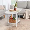 Small Oval Coffee Tables Modern Low Coffee Table for Small Space Mid Century Center Side Table with Open Shelving for Storage 5