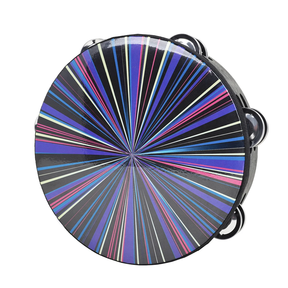 M MBAT 8 Inches Orff Double Rows Of Hand Shaking Tambourine Tambourine Double Rows Of Bells Percussion Instrument