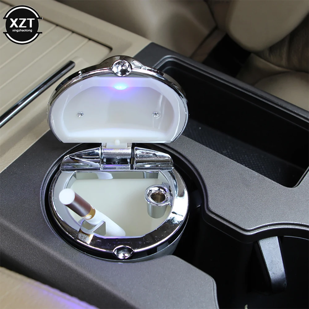 Car Ashtray Car Garbag Can With Led Light With Cover Creative Personality Covered Inside The multi-function Supplies