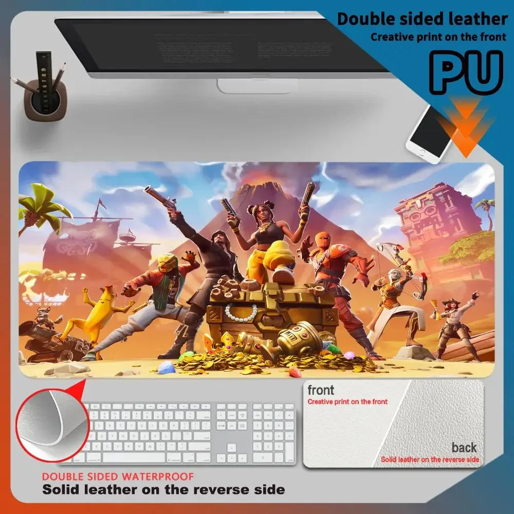 Pu Mousepad Accessorio Per Pc F-Fortnites Cute Mousepad Anime Double Sided Leather Gamer Xxl Extended Desk Protector Desktop Portatile