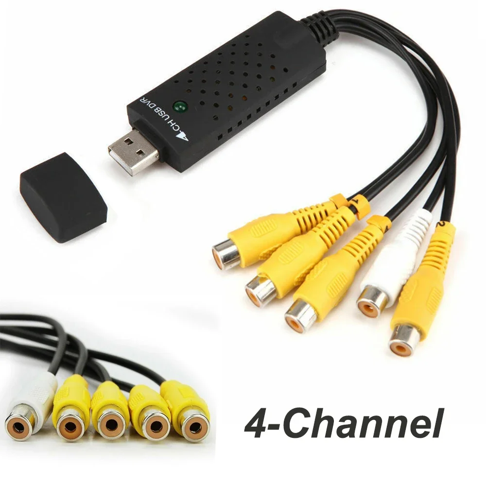 

USB 2.0 Computer PC 4 Channel CVBS Audio Video Capture Card Video Grabber for DVR DVD VHS Player Security Camera Video Recorder