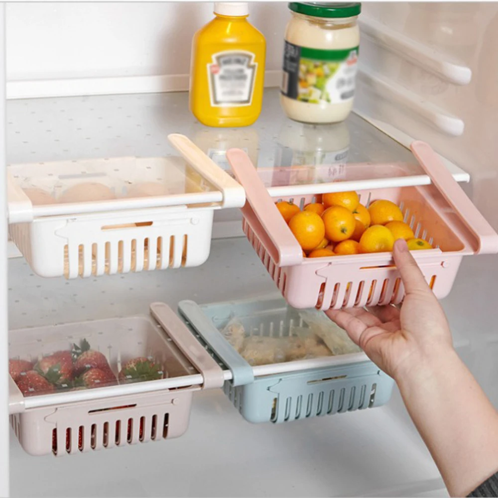 Multi Functional Refrigerator Storage Basket, Retractable Refrigerator Partition Storage Rack, Kitchen Drain 2