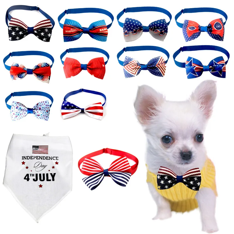

Pet Bow Tie American Independence Day Bow Cat and Dog Tie DIY Decoration Dogs Accessories Pet Accessories Dog Bow Tie Collar