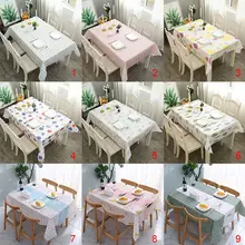 137*90cm PVC Rectangula Grid Printed Tablecloth Waterproof Oilproof Kitchen Dining Table Colth Cover Mat Oilcloth Antifouling
