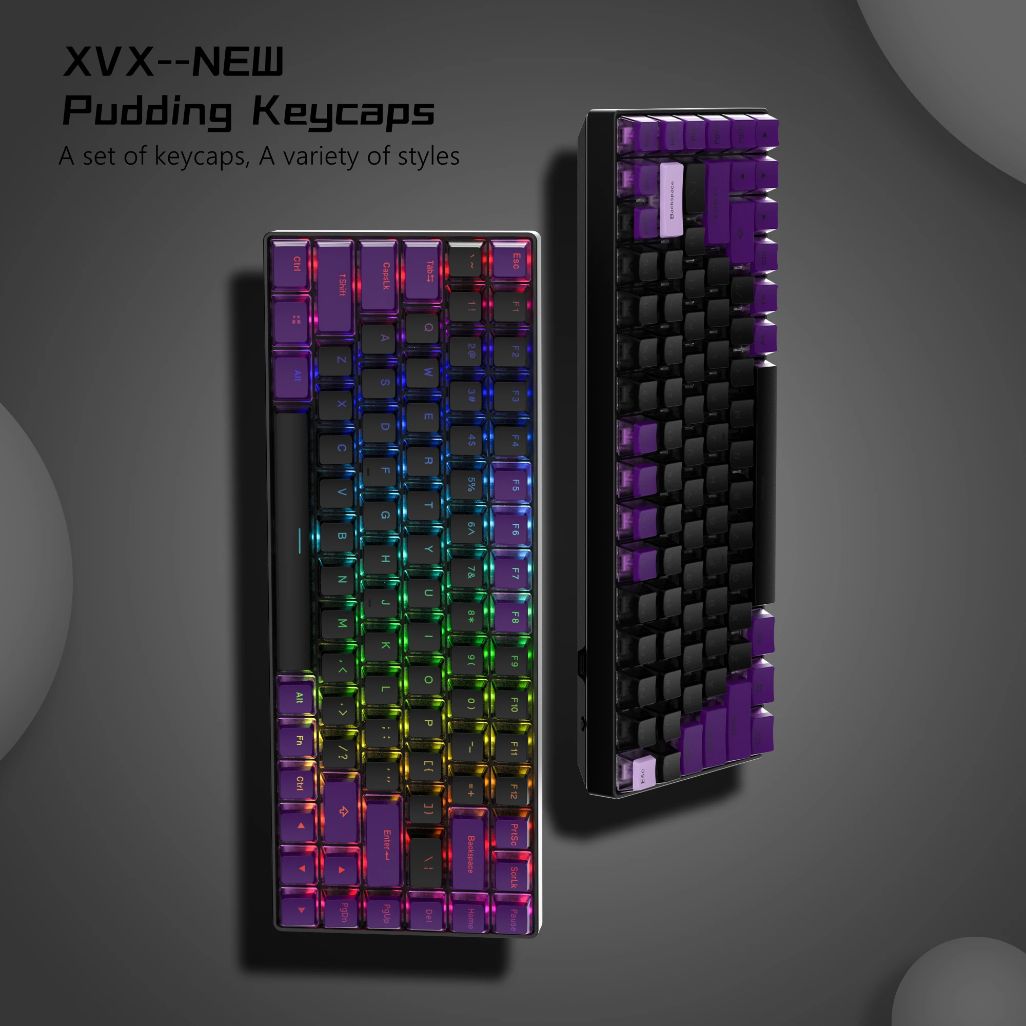 Purple Pudding Pbt Keycaps Conjunto de Keycap do Perfil Oem para Jogos Mecânicos Double Shot 100 75 65 60 165 Chaves Oem - Imagem 3