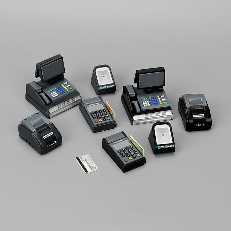 1Set Dollhouse Furniture Scene Decoration Suprmarket Store Card Machine Cashier Scanner Model Toy Decor Photo Props Accessories 4