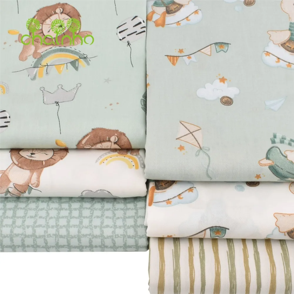 Chainho,Printed Twill Weave Cotton Fabric,DIY Quilting Sewing Material,Handmade Textile,Patchwork Cloth,Cartoon Series,25C16