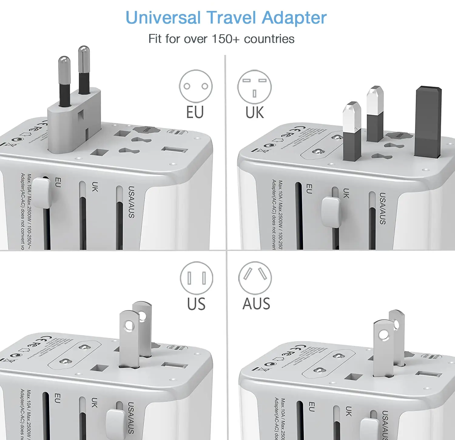 Tessan Universal Viagem Adaptador Tudo-em-um Carregador de Viagem com Portas Usb e tipo c Carregador de Parede para Eua ue Reino Unido Aus - Image 5