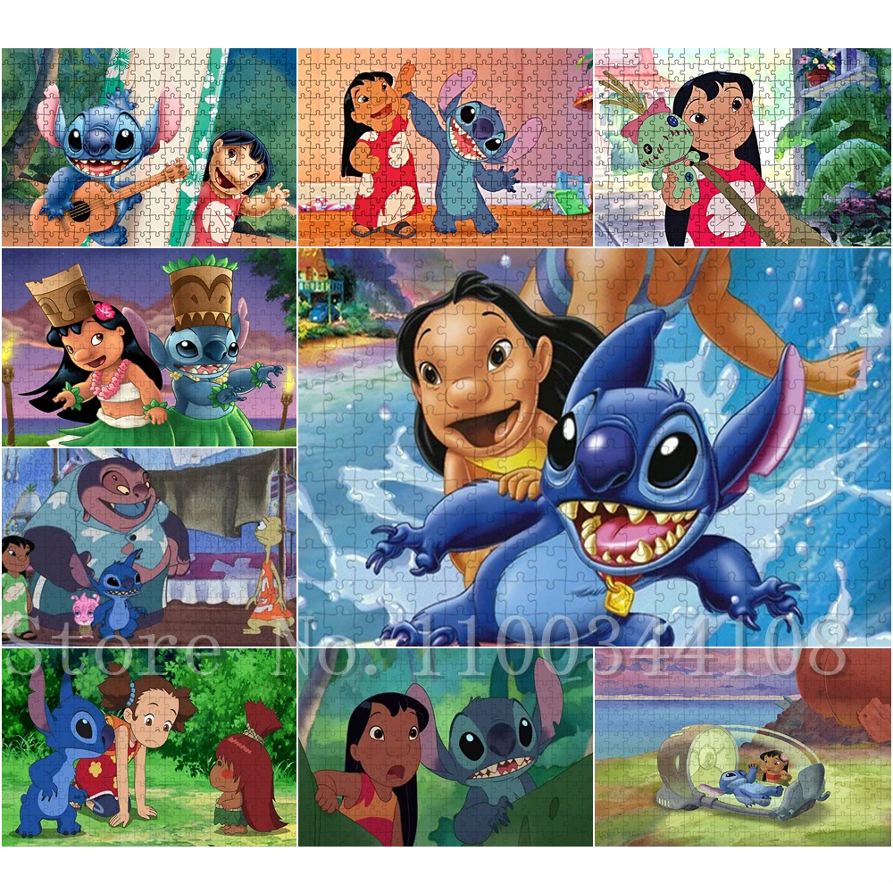 

Disney Cartoon Lilo & Stitch Jigsaw Puzzles for Kid Education 300/500/1000 PCS Paper Puzzles Training Children Observation Toys