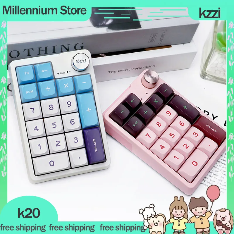 

Kzzi K20 Keypad 19 Keys 3 Mode USB/2.4G/Bluetooth Wireless Keyboards Customization Number Pad For Pc Computer Accessories Gifts